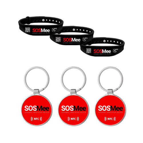 Pack familiar con 3 SOSMee Bands y 3 SOSMee Tags